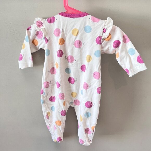 Kissy Kissy Baby Girl One Piece Dotty Elephants Footies- Size 6-9m - Picture 3 of 5